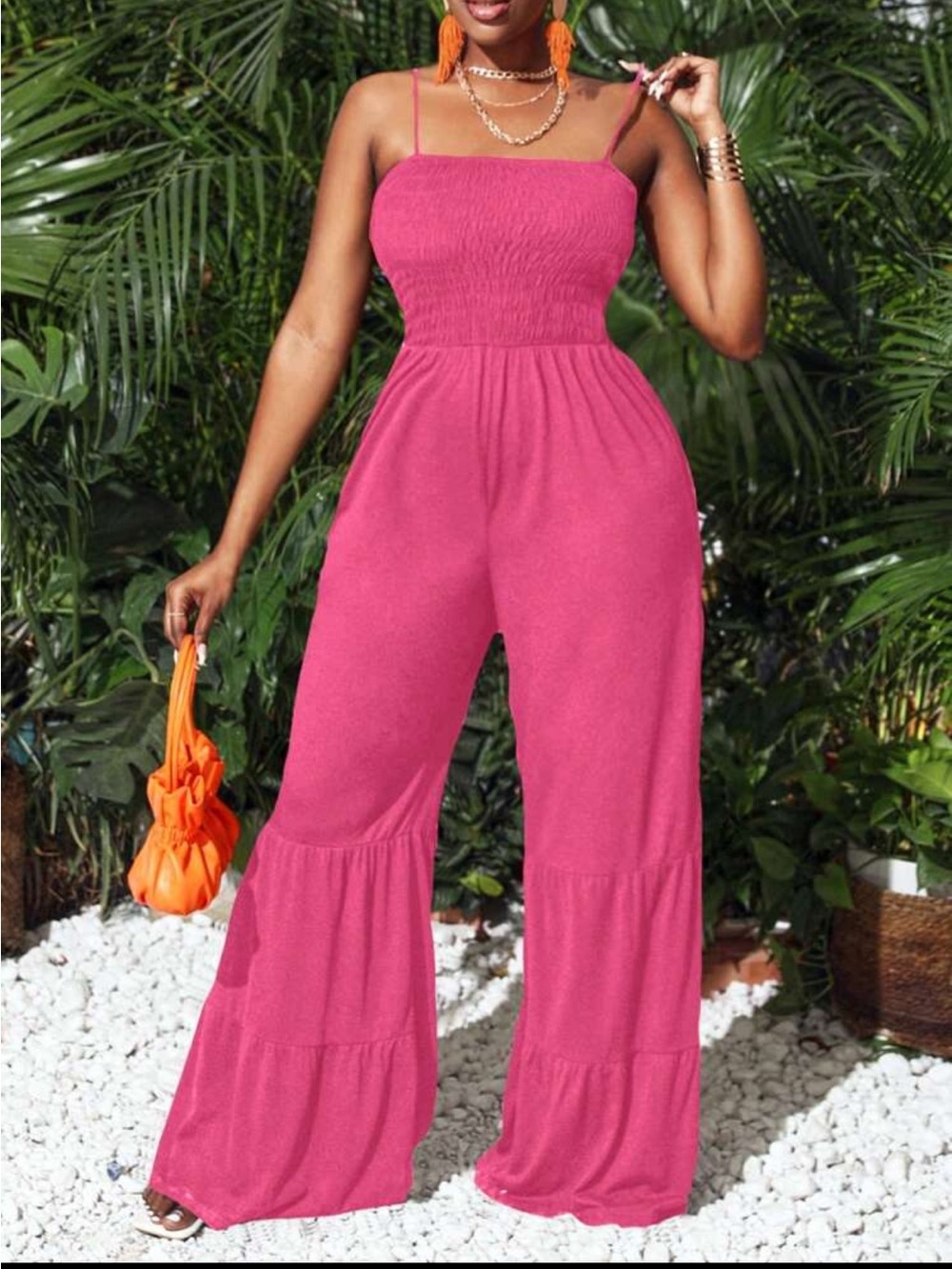 SHEIN Pink Wide Leg Jumpsuit Spaghetti Strap Pull-On Women’s Medium